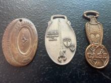 (3) Vintage Watch Fobs - Firestone Tires, Gearench MFG. Co., & Case Emblem