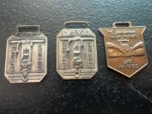(3) Vintage Watch Fobs - American Snowplows & Wings, Joy Silver Streak Dual-Valve Rock Drills
