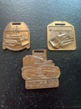 (3) Vintage Watch Fobs - Phillips Machinery & Tractor Co., Allis-Chalmers Bulldozer, & International