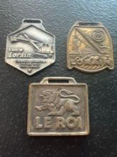 (3) Vintage Watch Fobs - Le Roi Newmatic Air Tools, Lorain Equipment, & Thew Lorain Machinery