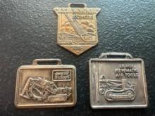 (3) Vintage Watch Fobs - American Locomotive Cranes, Garwood Buckeye, & Le Roi Newmatic Air Tools