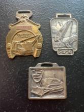 (3) Vintage Watch Fobs - Superior Equipment Co., Page Engineering Co., & Emco Bulldozer