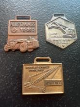 (3) Vintage Watch Fobs - Allis-Chalmers TS-360, Manitowoc Machinery, & Thew Lorain Machinery