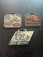 (3) Vintage Watch Fobs - Adams Road Machinery, P&H Quality Service, & Hein-Werner Machinery