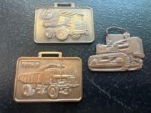 (3) Vintage Watch Fobs - Euclid EucHaulers, Allis-Chalmers Marks Tractor & Equipment Co., & Euclid