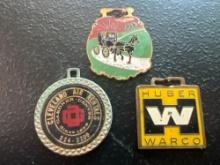 (3) Vintage Watch Fobs - Cleveland Air Rentals, Huber Warco, & Schrock's Buggy Works