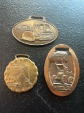 (3) Vintage Watch Fobs - Hanson Clutch & Machinery Co., GM Terex, & Euclid Machinery