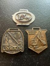 (3) Vintage Watch Fobs - Lorain Machinery, American Gopher Shovels, Cement Truck