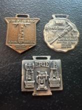 (3) Vintage Watch Fobs - Erie Hammers & Presses, Cleveland Rock Drills, & Worthington Blue Brute