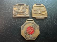 (3) Vintage Watch Fobs - Ross Carrier Company, Euclid Machinery, & Mantiowoc Engineering Works