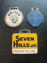 (3) Vintage Watch Fobs - Seven Hills Excavating Inc., Delmag, & United Excavating/Wrecking Inc.