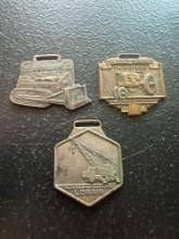 (3) Vintage Watch Fobs - W.W. Williams Co., Lorain Machinery, & Massey-Harris Tractors