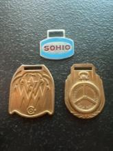 (3) Vintage Watch Fobs - Sohio, Caldwell Boxfindr, & W.W. Williams Co.
