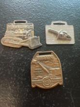 (3) Vintage Watch Fobs - W.W. Williams Co., Lorain Thew Shovel Co., Homelite Chainsaw
