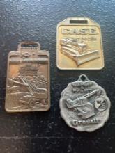 (3) Vintage Watch Fobs - Case Dozer, Warner & Swasey Gradall, & Michigan Air Controlled Machinery