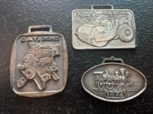 (3) Vintage Watch Fobs - Caterpillar Engines, Ray Co. Rascal, & 1874 Train Engine