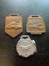 (3) Vintage Watch Fobs - Early Stamped Airplane, Wooldridge Machinery, & Euclid Machinery