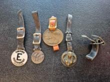 (4) Vintage Banded Watch Fobs - Empire Equipment, Running, Grove Machinery, & Pharoah