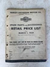 Harley Davidson 1959-60 Spare Parts and Accessories Retail Price List and Battery Manual