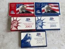 2003 Denver Uncirculated Coin Set, 2003 Philadelphia Uncirculated Coin Set, 2003 Silver Proof Set,