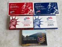 2005 Denver Uncirculated Coin Set, 2005 Philadelphia Uncirculated Coin Set, 2005 Silver Proof Set,