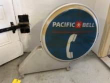 Pacific Bell Double Sided Plastic Sign with Aluminum Bracket