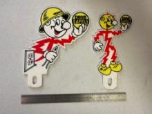 (2) Reddy Kilowatt License Plate Toppers