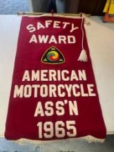 1965 American Motorcycle Association Safety Award Banner