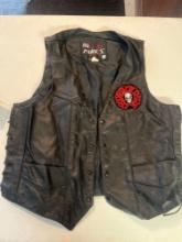 Park V Men's Leather Biking Vest w/ Easy Rider Patch - Size 42