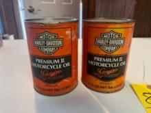 (2) Quart Cans of 1970's Premium Harley Davidson II Motorcycle Oil