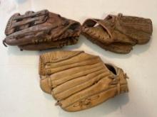 (3) Vintage Baseball Gloves