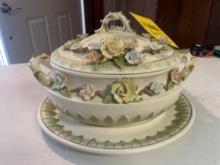 Lenwile Ardalt Handpainted Punch Bowl