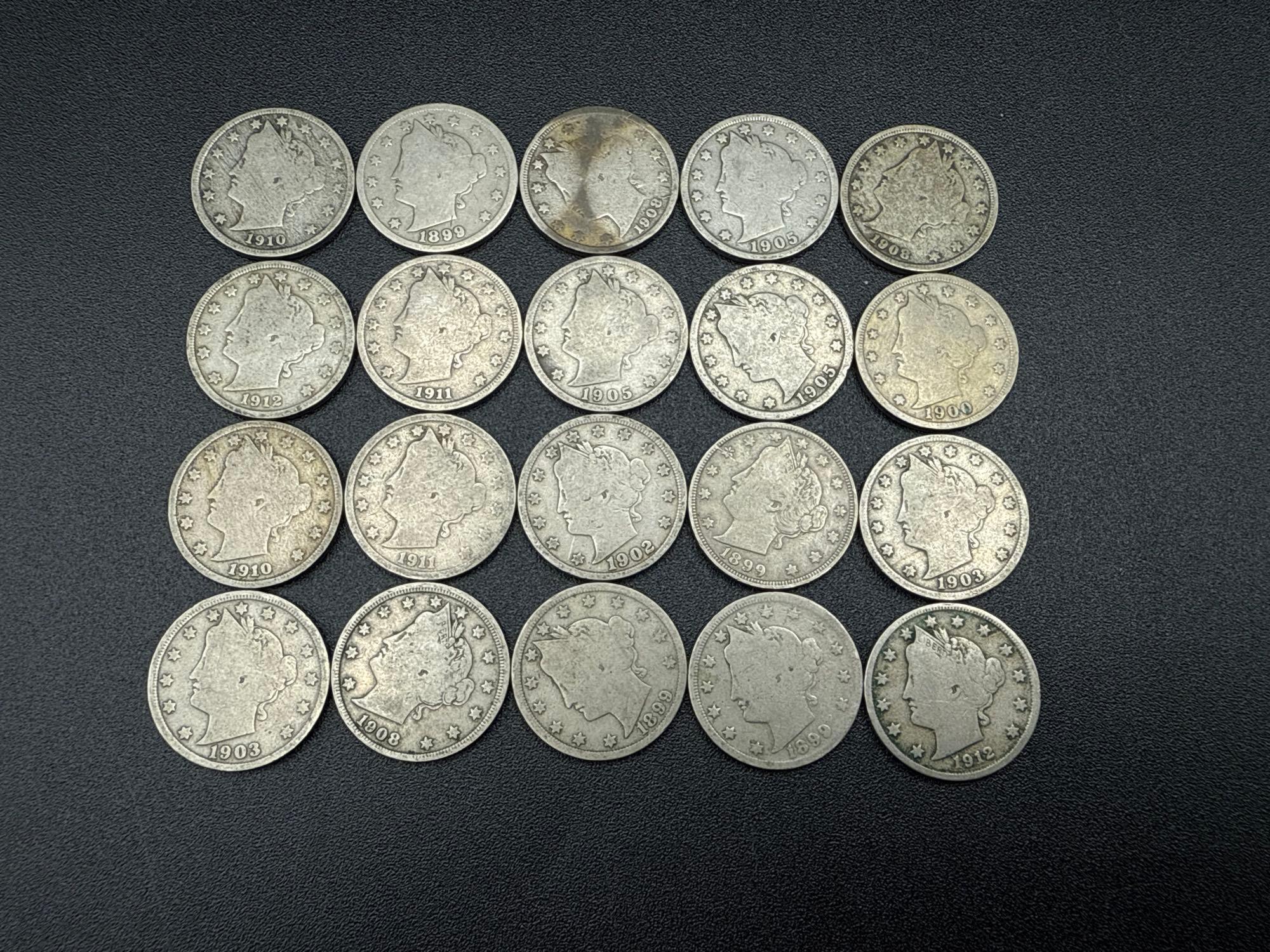 V Nickels Assorted Dates bid x 20