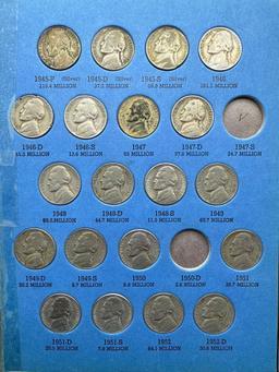 Jefferson Nickel Partial Book including Silver War Nickels