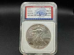 Graded 2013 American Eagle First Day Issue MS70