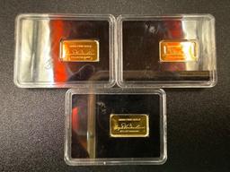 .999 Fine Gold Bars 0.3 grams each bid x 3