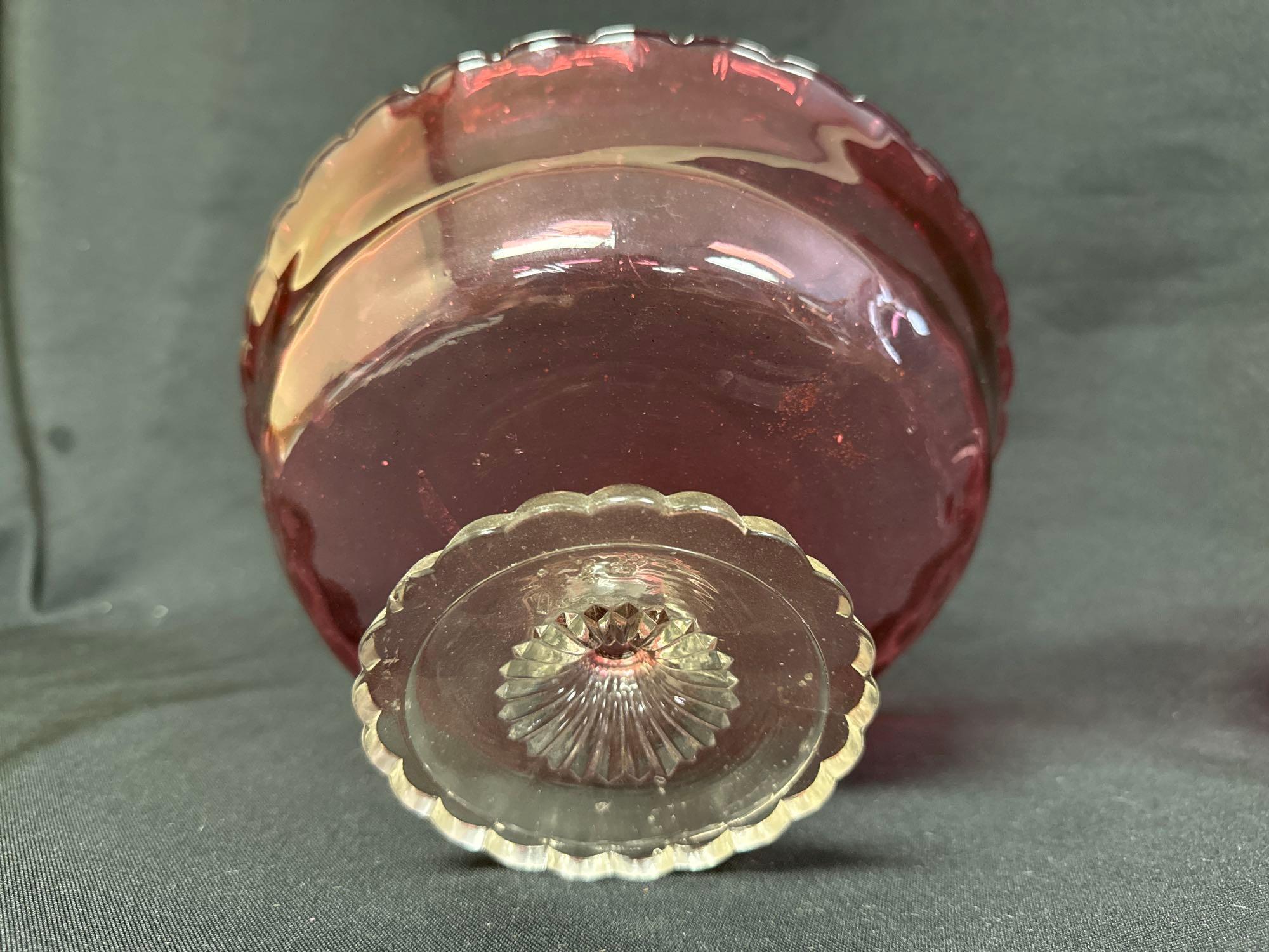 Cranberry Glass Assorted Footed Pieces, Bowls, Vase, Creamer