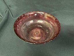 Cranberry Glass Assorted Footed Pieces, Bowls, Vase, Creamer