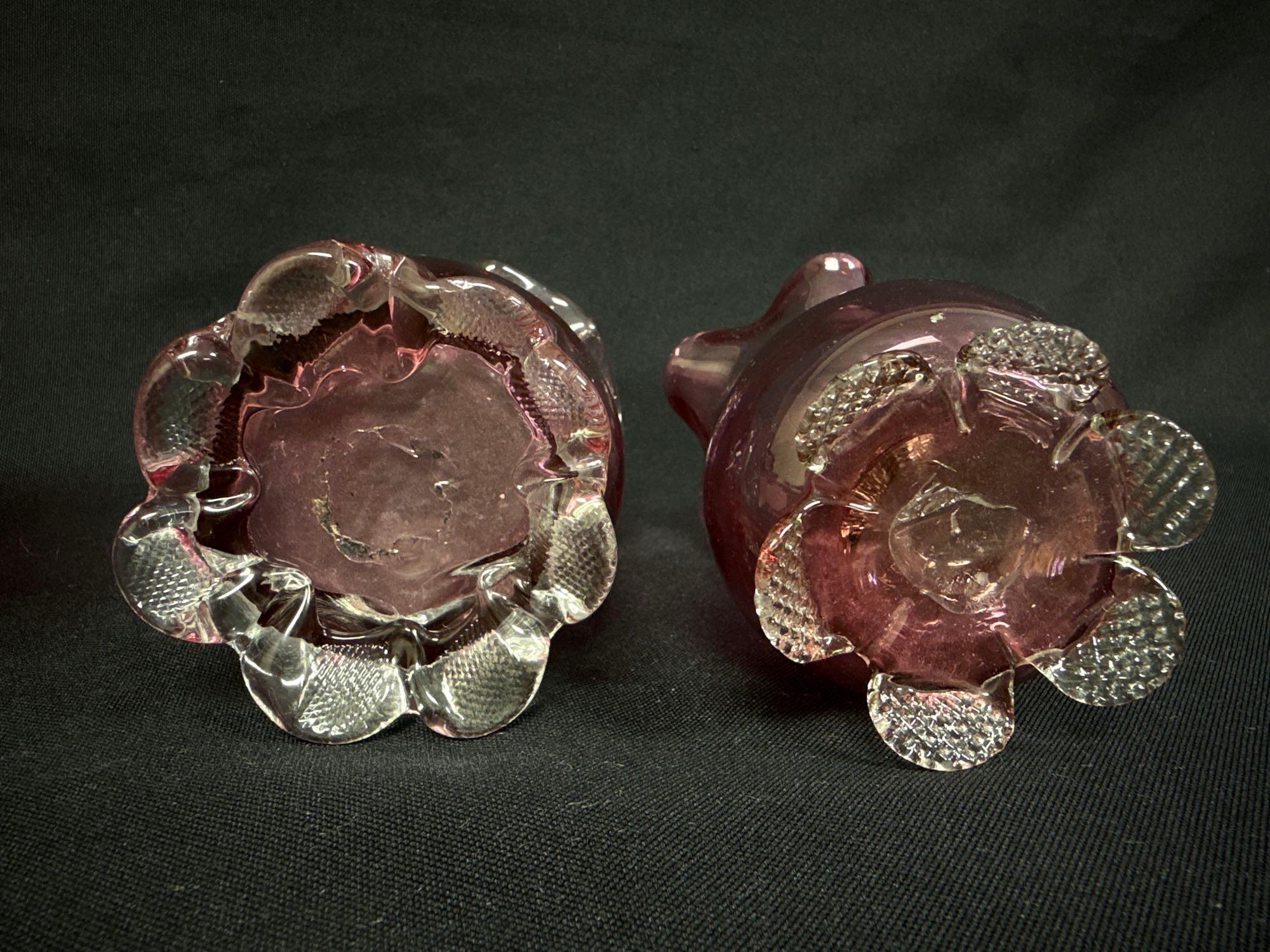 Cranberry Glass Assorted Footed Pieces, Bowls, Vase, Creamer