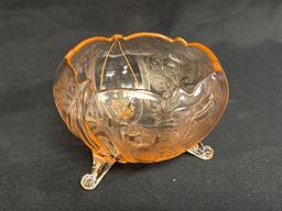 Pink Depression Glass Footed Bowl