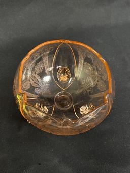 Pink Depression Glass Footed Bowl