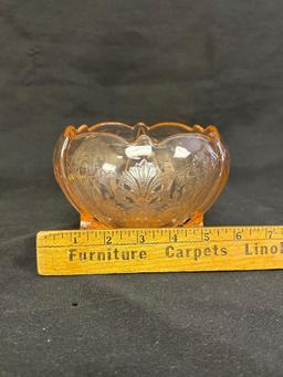 Pink Depression Glass Footed Bowl