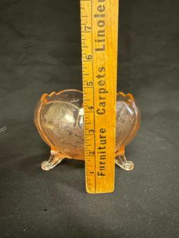 Pink Depression Glass Footed Bowl