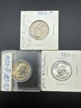 3 Silver Washington Quarters