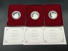 Washington Commemorative Silver Proof Half Dollars (3)