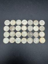Silver Mercury & Roosevelt Dimes Assorted dates bid x 28x
