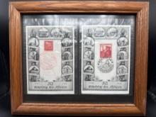 Adolf Hitler 50th Birthday Post Cards & Stamps Framed