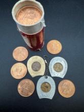 1967 Roll of British Pennies & 3 Good Luck Cents