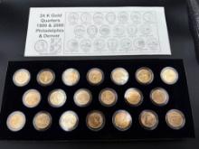 24k Gold Plated Quarters 1999 & 2000