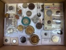 Collectors Grouping of World Coins, Some Silver, 1909 VDB & Washington Quarters